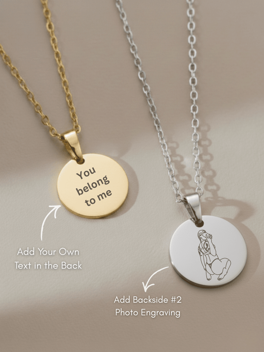 Spicy Custom Engraved Photo Circle Necklace