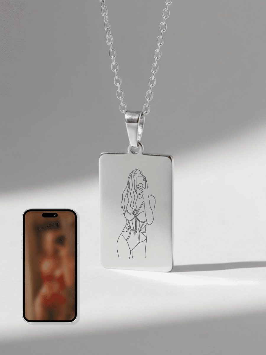 Spicy Custom Engraved Photo Tag Necklace