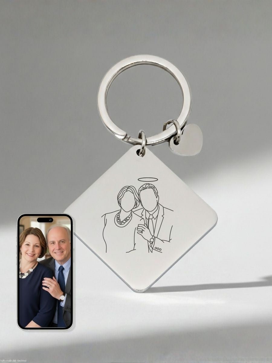 Memorial Custom Engraved Photo Keychain