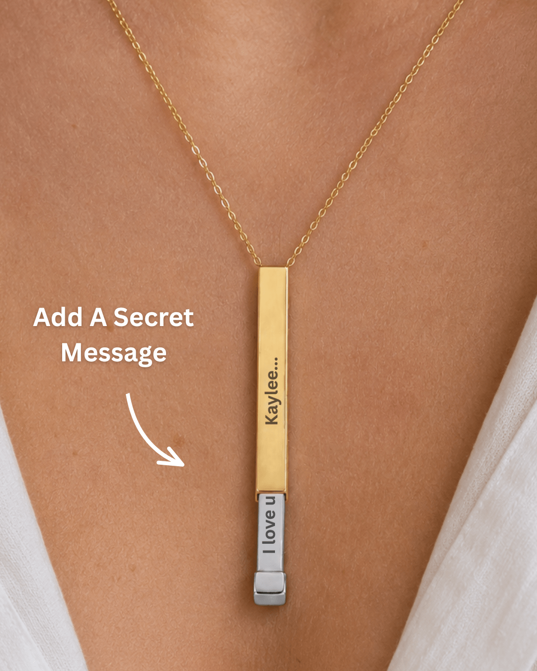Custom Text Engraved Secret Message Necklace