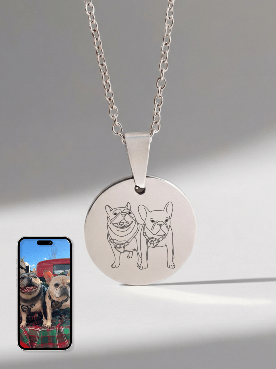 Pet Photo Engraved Circle Necklace