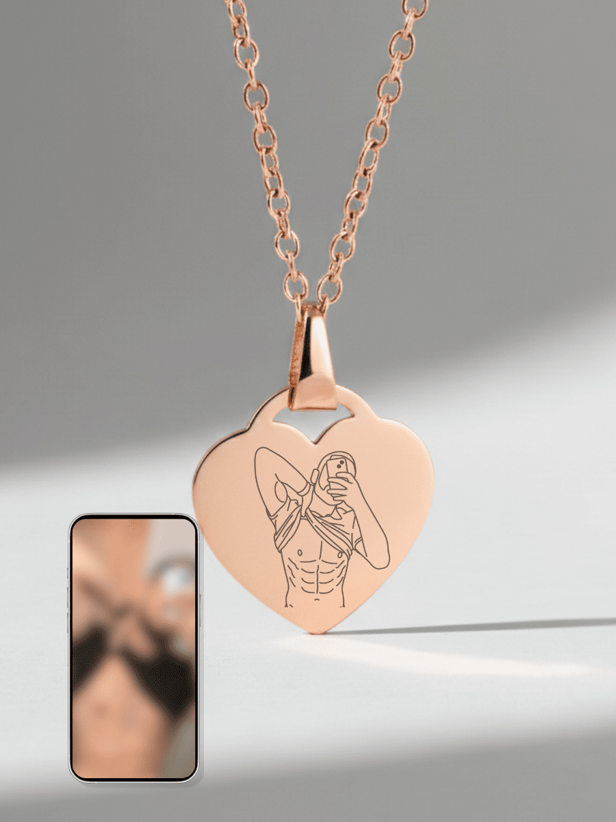 Spicy Custom Engraved Photo Heart Necklace