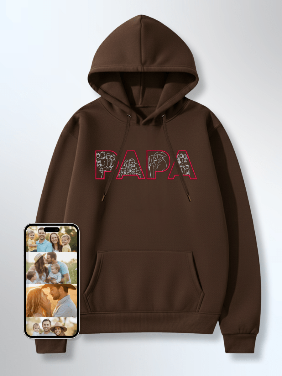 Papa Custom Embroidered Photo Hoodie