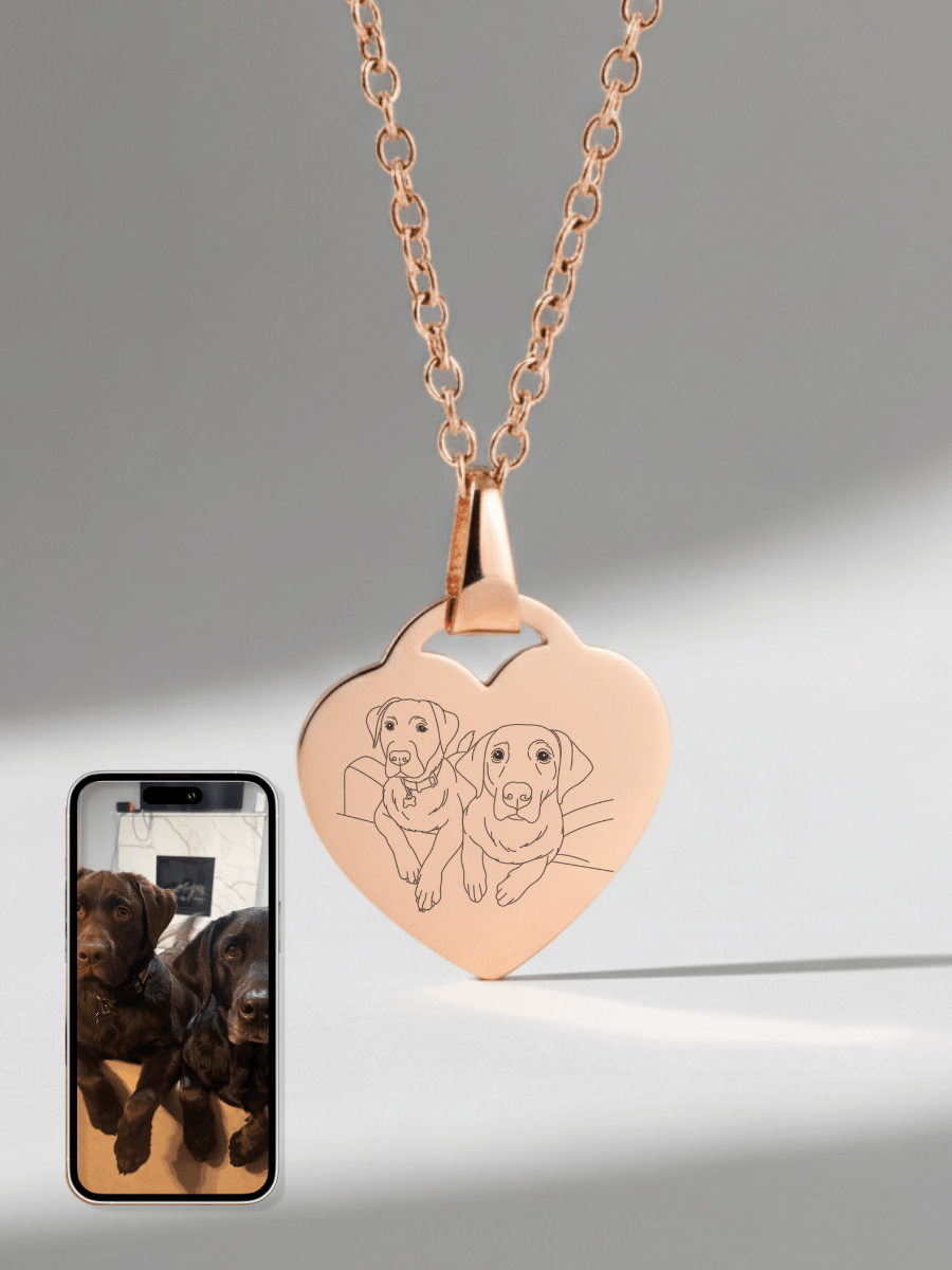 Pet Photo Engraved Heart Necklace