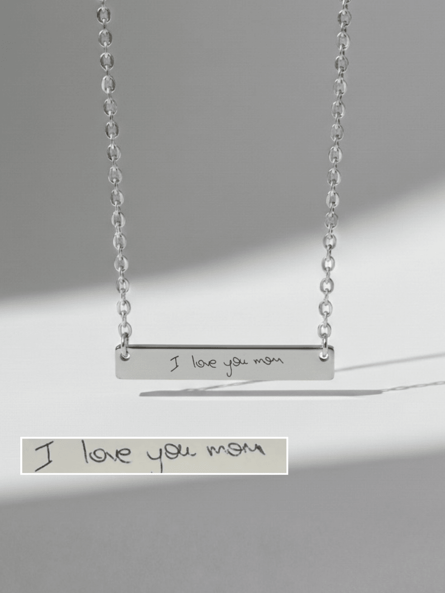Mom Custom Engraved Text Bar Necklace