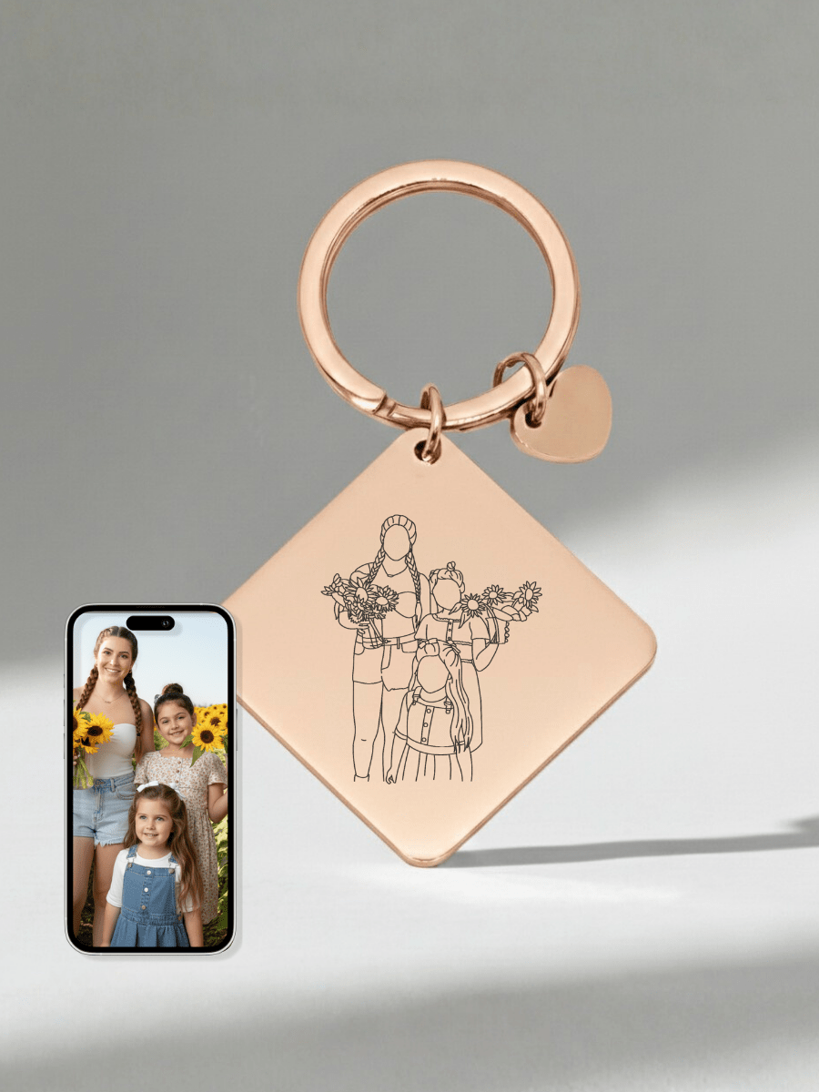 Mom Custom Engraved Photo Keychain