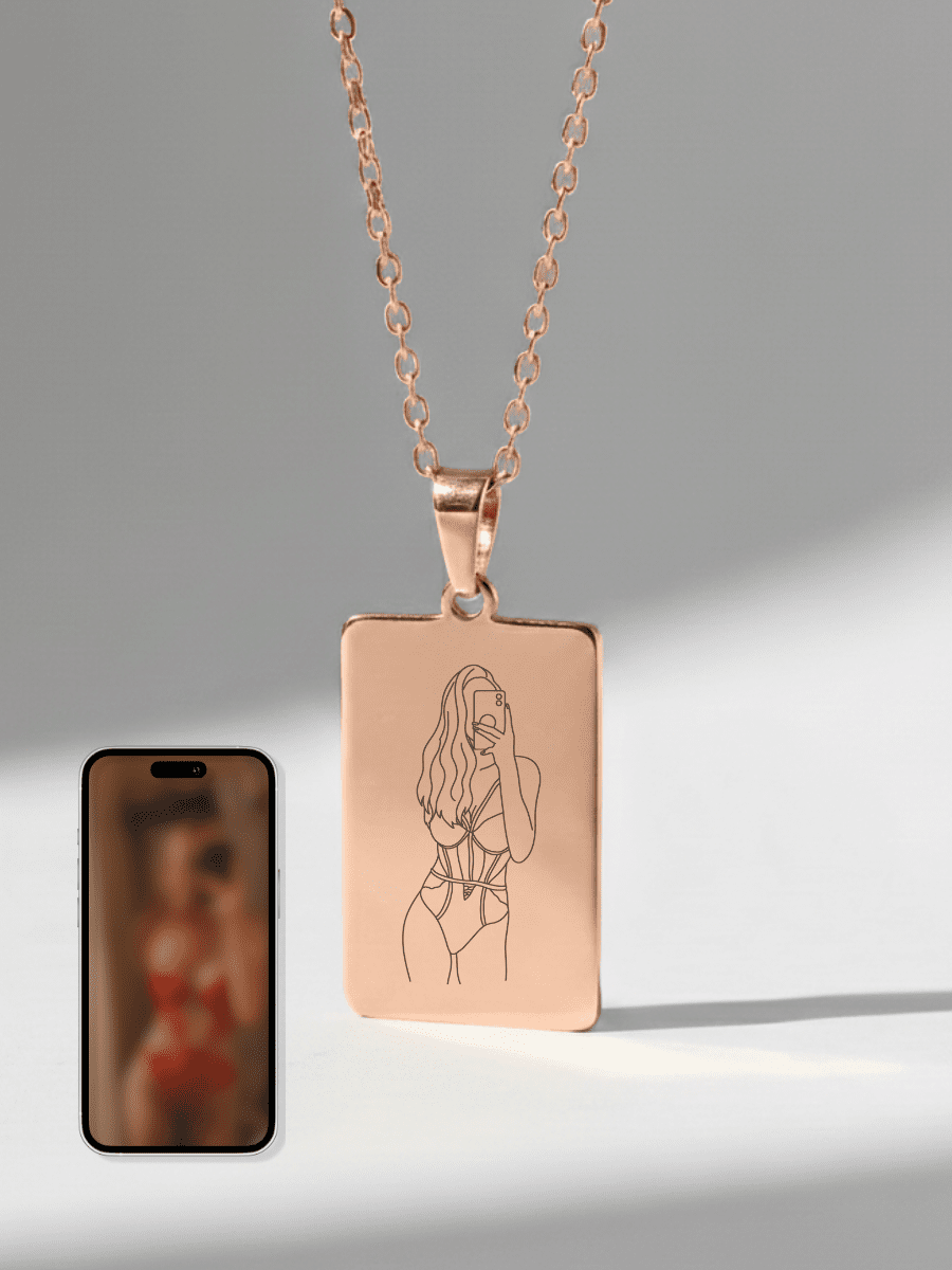 Spicy Custom Engraved Photo Tag Necklace