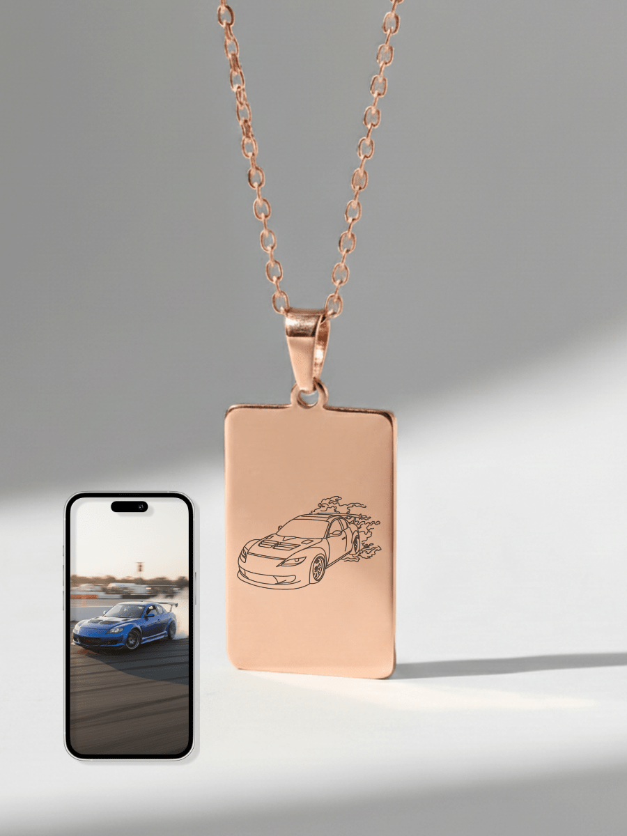Automobile Custom Engraved Photo Tag Necklace
