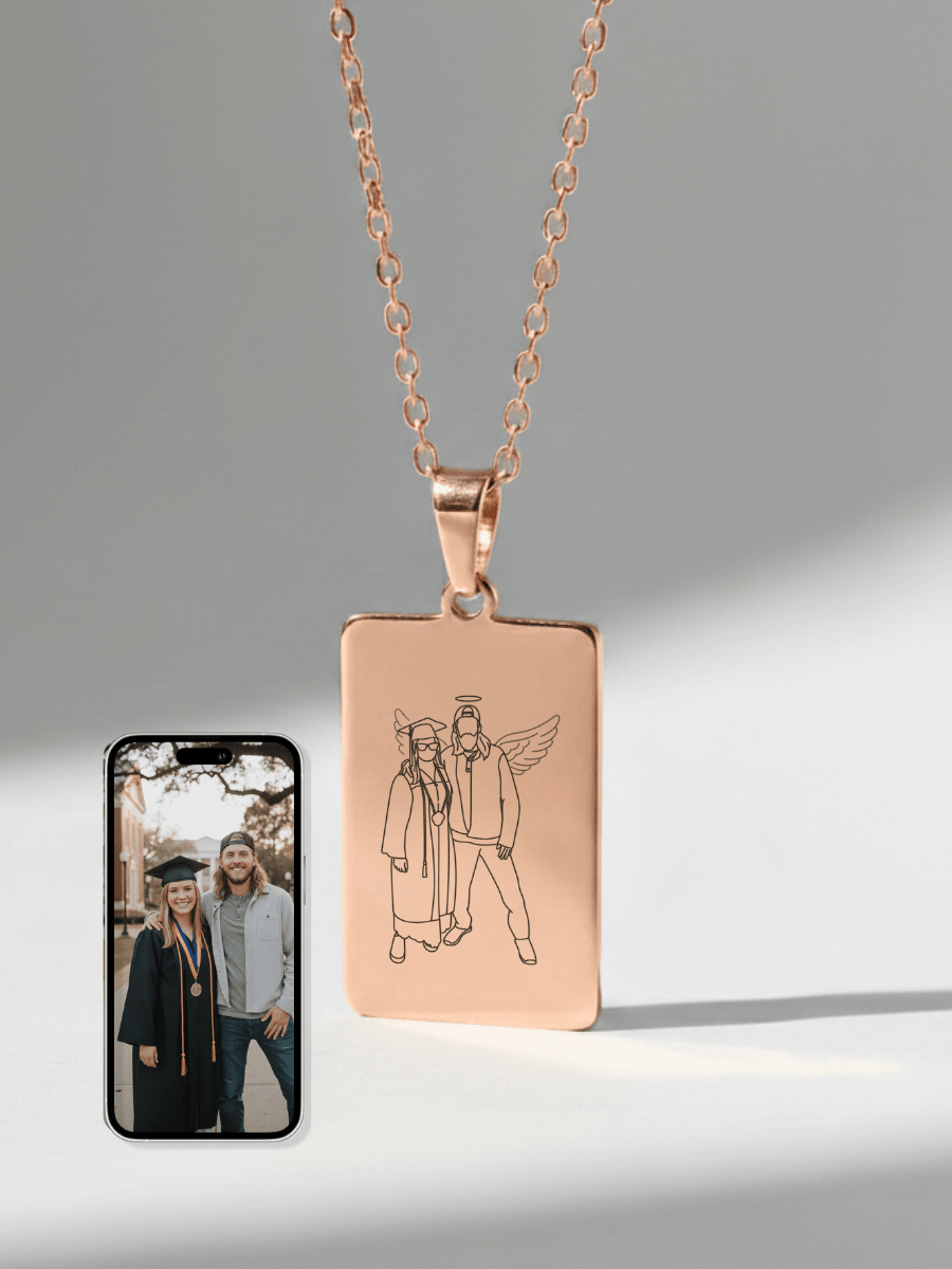 Memorial Custom Engraved Photo Tag Necklace