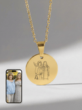 Memorial Custom Engraved Photo Circle Necklace