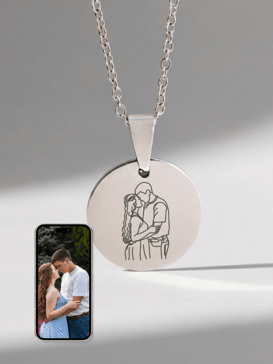 Soulmate Custom Engraved Photo Circle Necklace