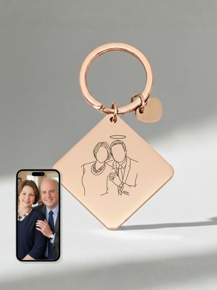 Memorial Custom Engraved Photo Keychain