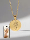 Spicy Custom Engraved Photo Circle Necklace