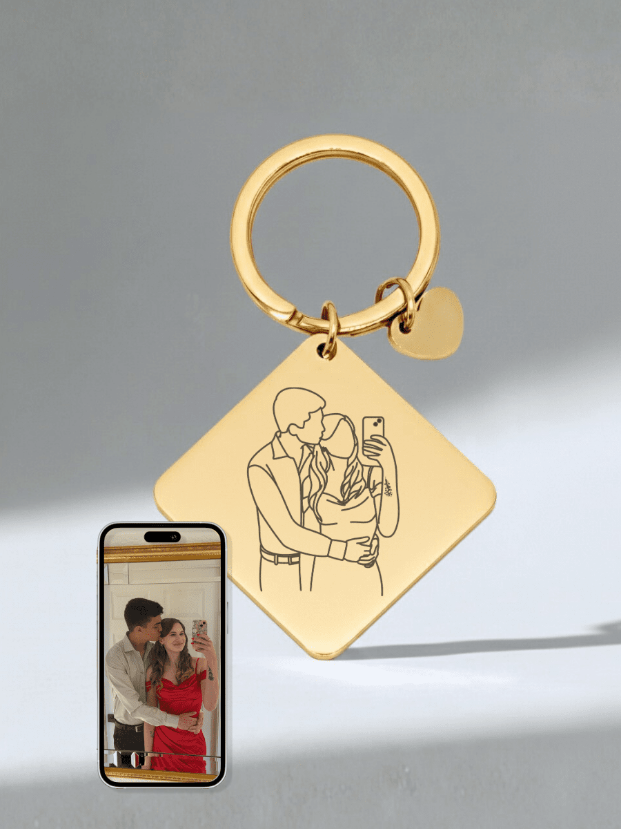 Soulmate Custom Engraved Photo Keychain