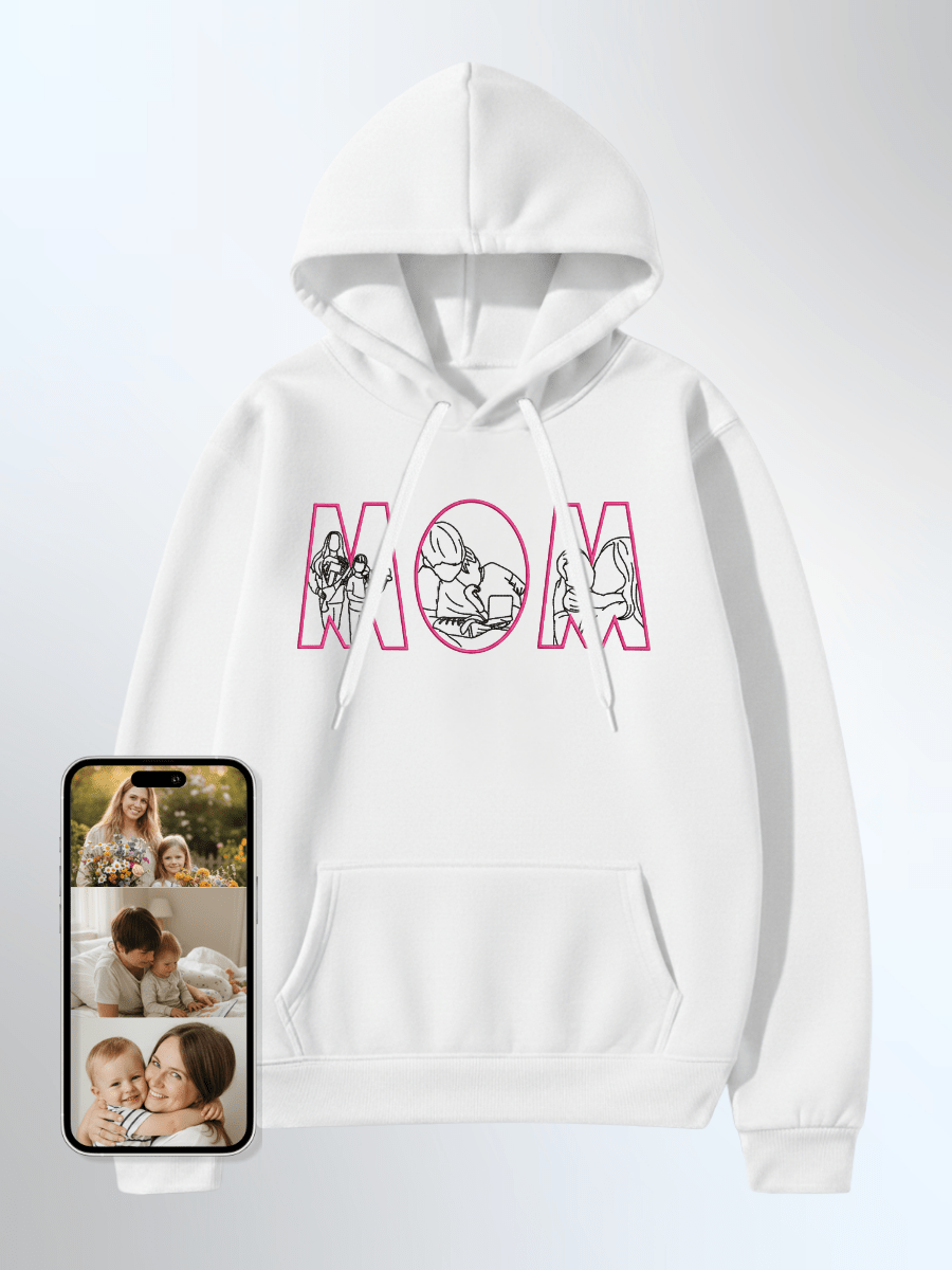 Mom Custom Embroidered Photo Hoodie
