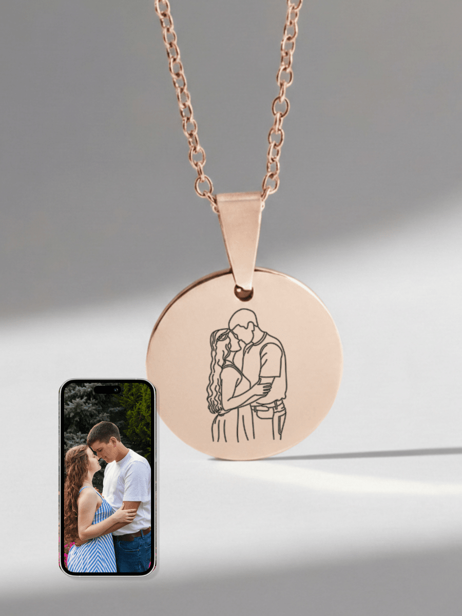 Soulmate Custom Engraved Photo Circle Necklace
