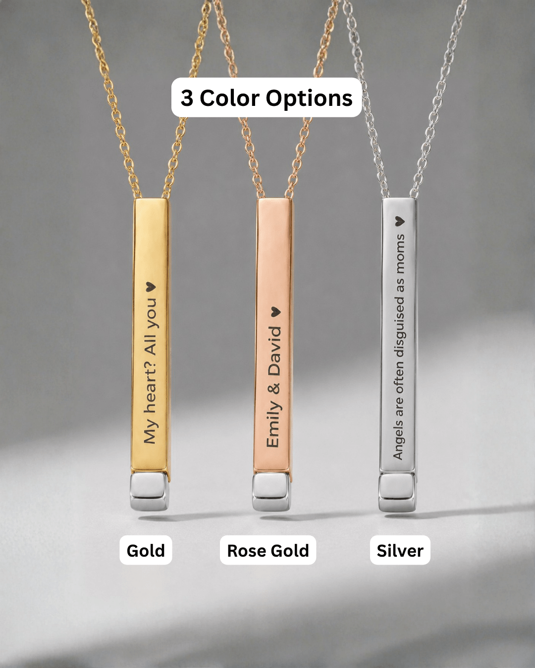 Custom Text Engraved Secret Message Necklace