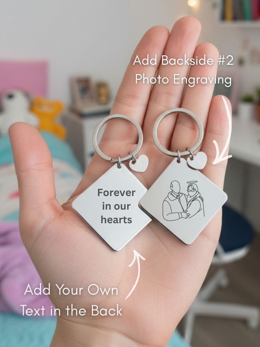 Memorial Custom Engraved Photo Keychain