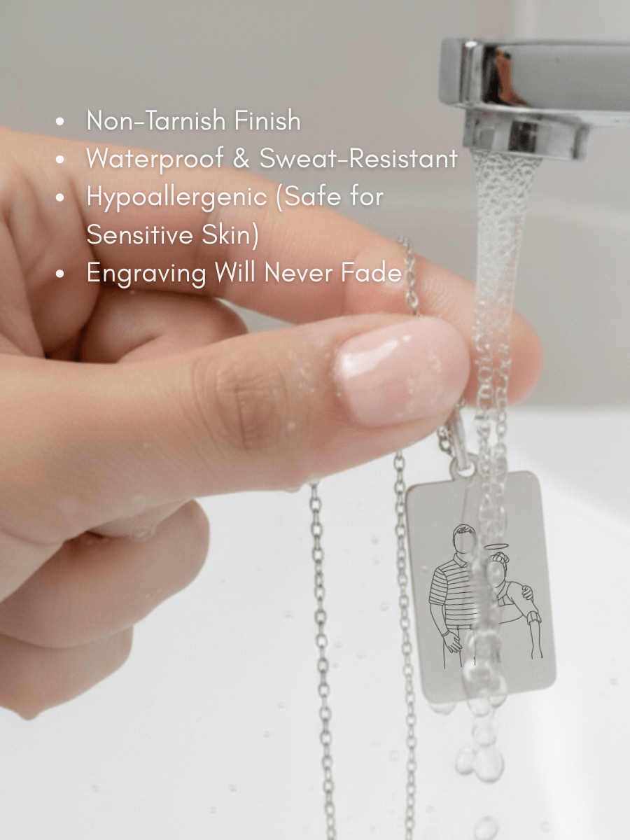 Memorial Custom Engraved Photo Tag Necklace