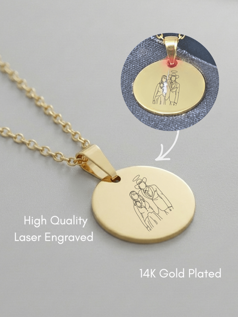 Memorial Custom Engraved Photo Circle Necklace