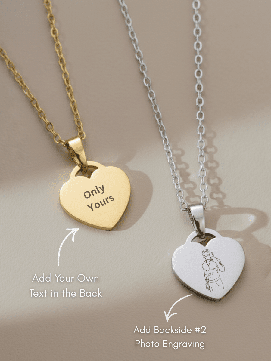 Spicy Custom Engraved Photo Heart Necklace