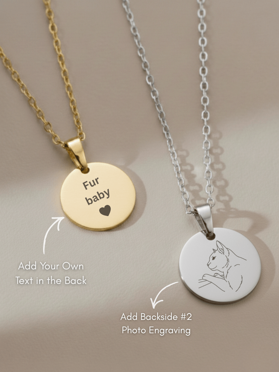 Pet Photo Engraved Circle Necklace