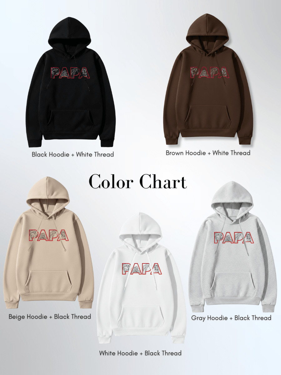 Papa Custom Embroidered Photo Hoodie