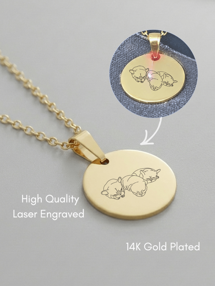 Pet Photo Engraved Circle Necklace