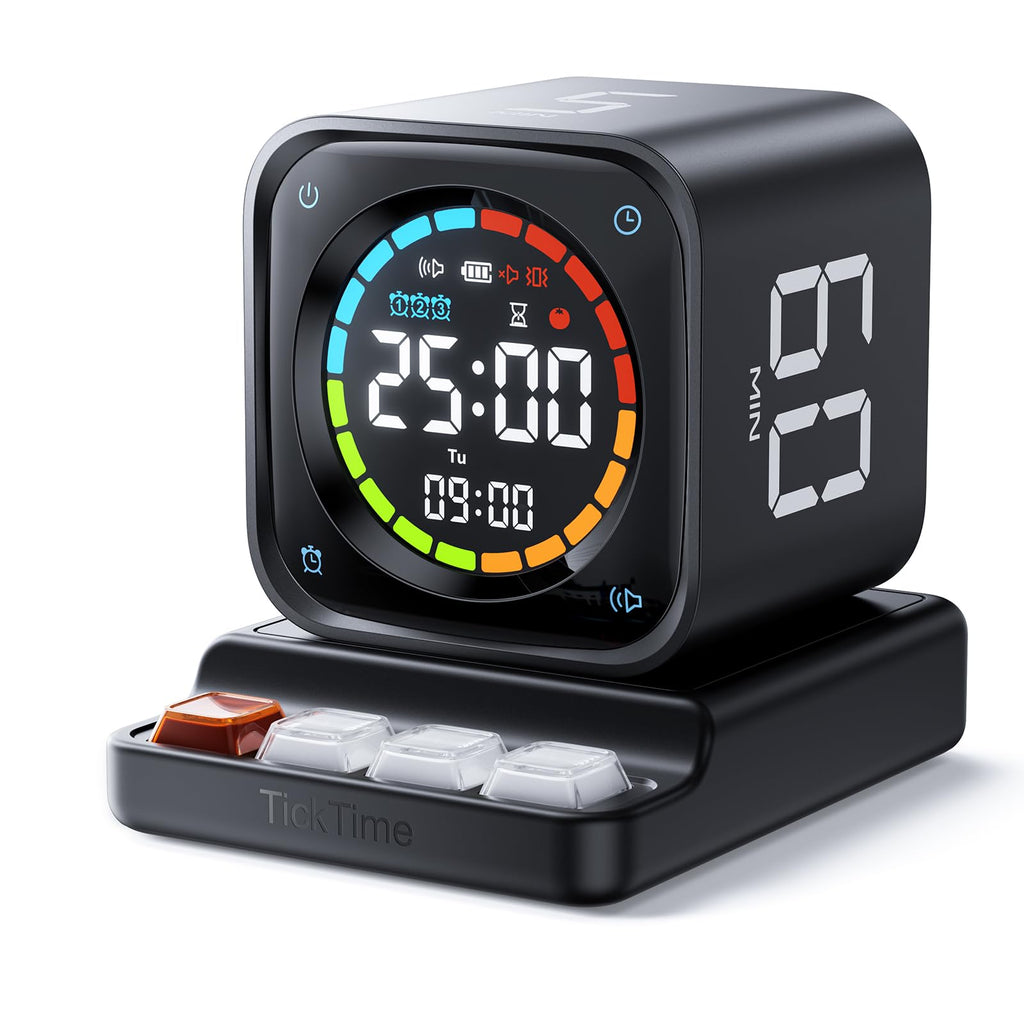 Pomodoro Timer Cube – Smart Focus Timer with Presets, Custom Countdown & Silent Vibration Alerts for Productivity