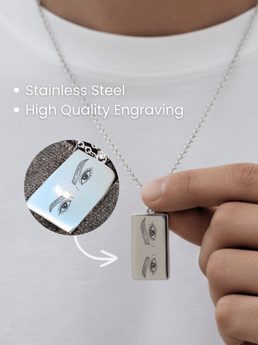 Eye Custom Engraved Photo Tag Necklace