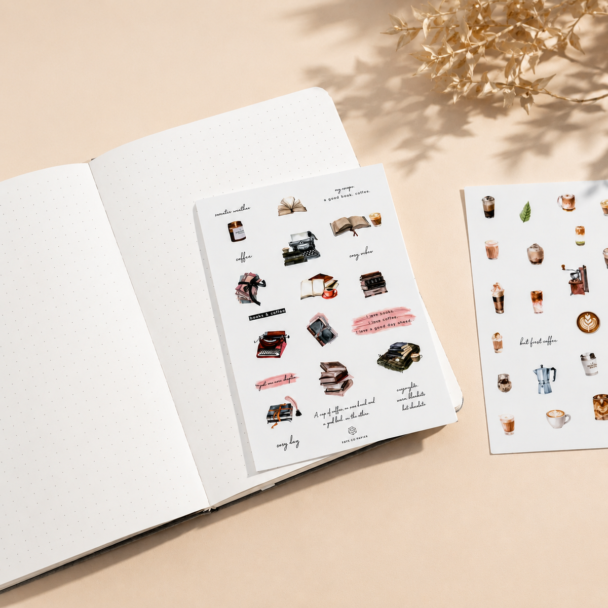 Books and Coffee Sticker Sheet